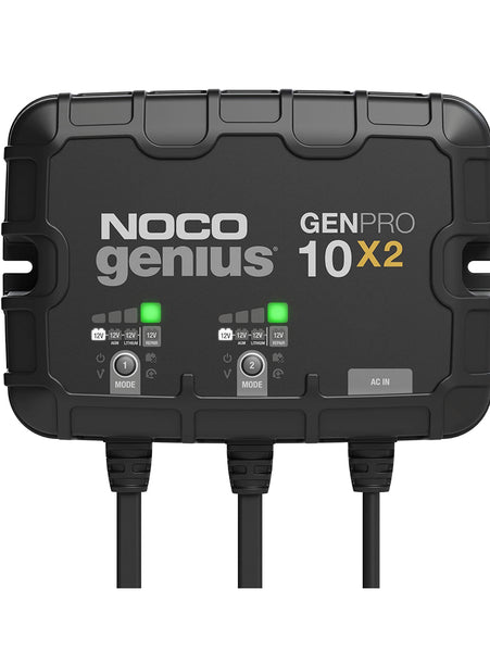 NOCO Genius GENPRO10X2, 2-Bank, 20-Amp (10-Amp Per Bank) Fully-Automatic Smart Marine Charger, 12V Onboard Battery Charger